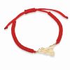 Gioielli MY SICILY | Bracciale In Nylon Color Rosso E Simbolo Sicilia In Argento Dorato