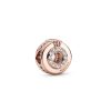 Gioielli PANDORA | Charm Signature In Lega Metallica Placcata Oro Rosa 14Kt A Forma Di O Coronata E Zirconi