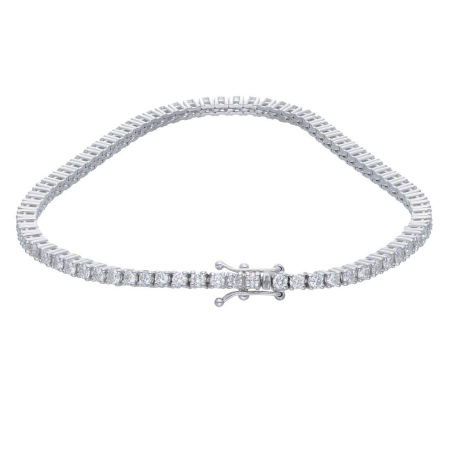 Classici Con Diamanti Naturali ALFIERI & ST. JOHN | Bracciale Tennis In Oro Bianco Con Diamanti Ct. 3.40