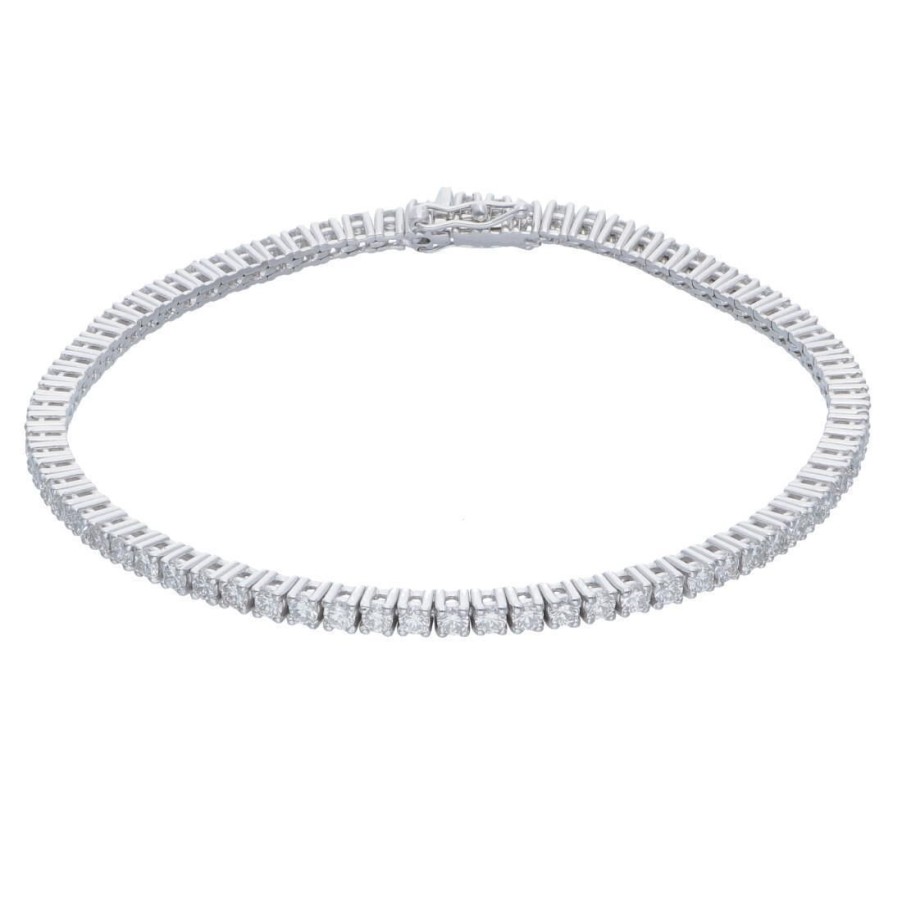 Classici Con Diamanti Naturali ALFIERI & ST. JOHN | Bracciale Tennis In Oro Bianco Con Diamanti Ct. 3.40