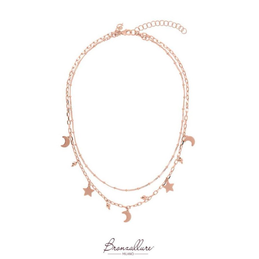 Gioielli BRONZALLURE | Collana Doppia Con Charm Stella E Luna