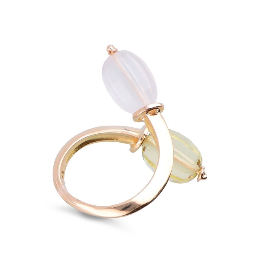 Gioielli STANOPPI | Anello In Oro Con Quarzo Rosa E Quarzo Lemon