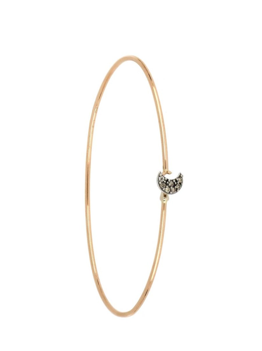 Gioielli GOLD ART | Bracciale Rigido Con Luna In Diamanti Brown