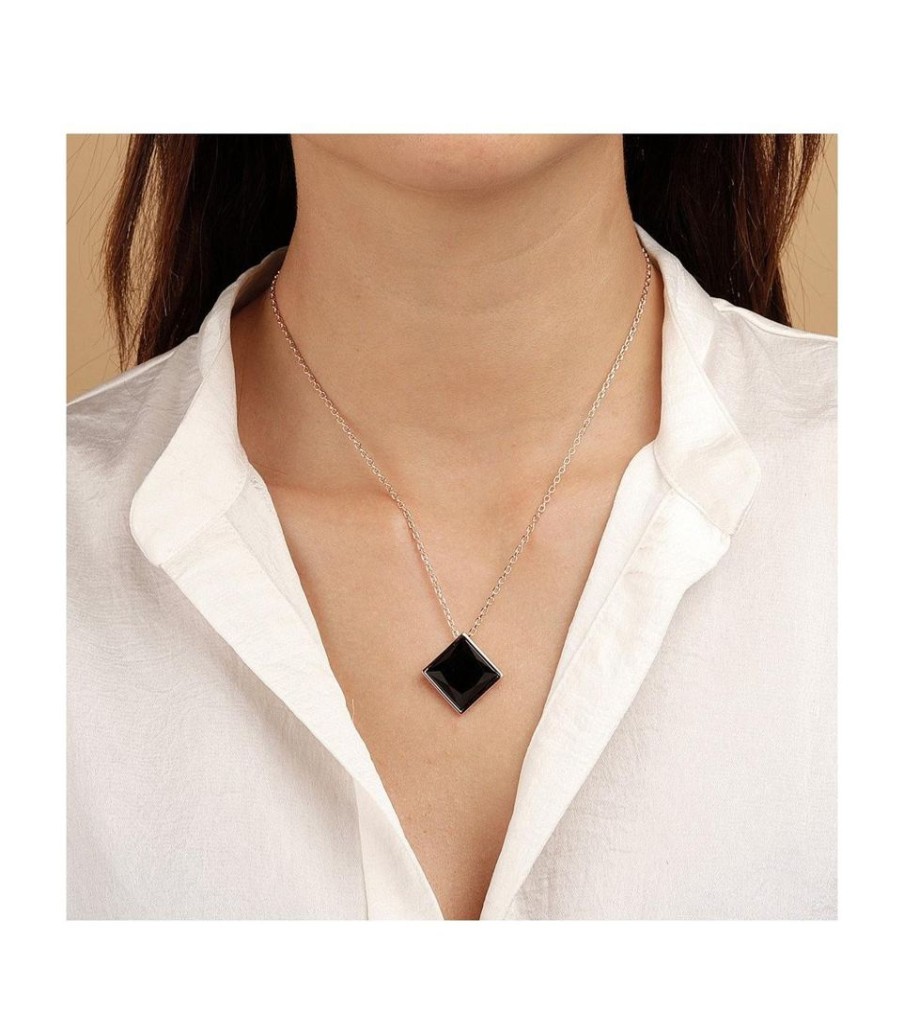 Gioielli BRONZALLURE | Collana Con Onice Nero Quadrato