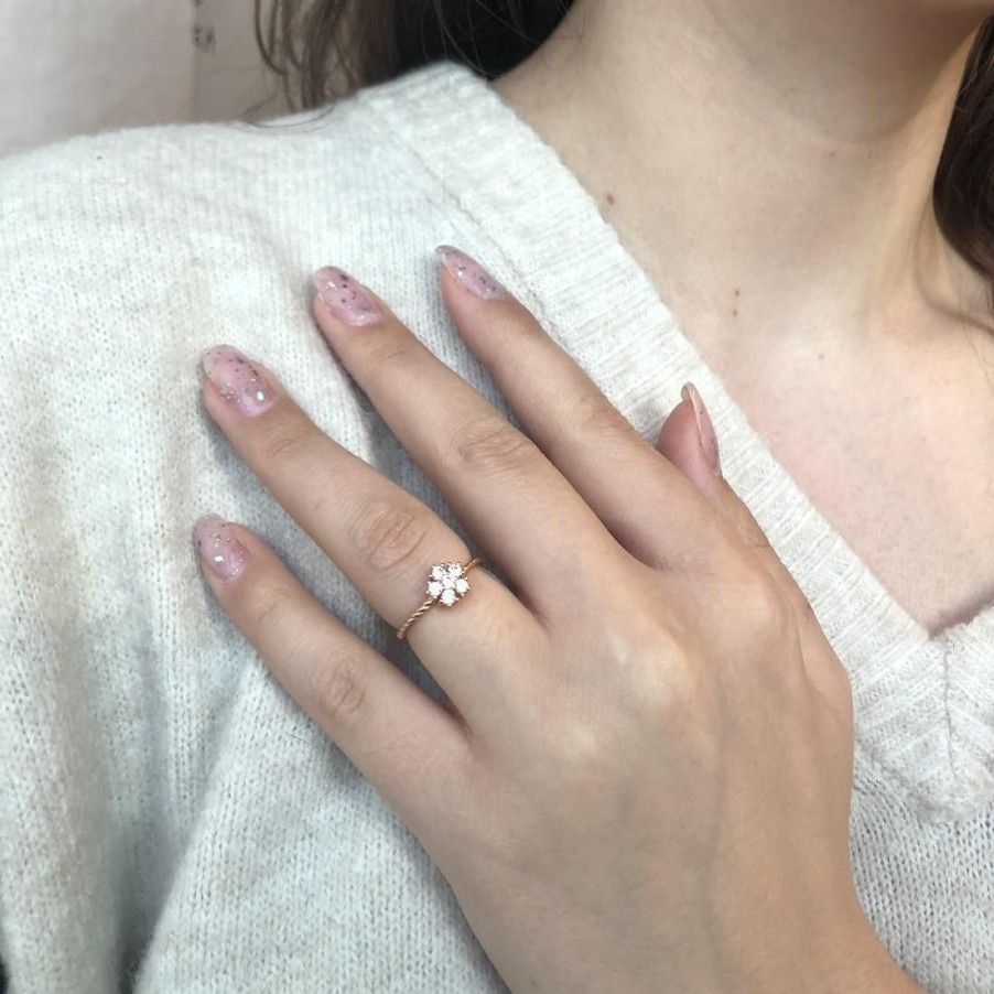 Gioielli ORO&CO 925 | Anello In Argento Rosato Con Fiorellino