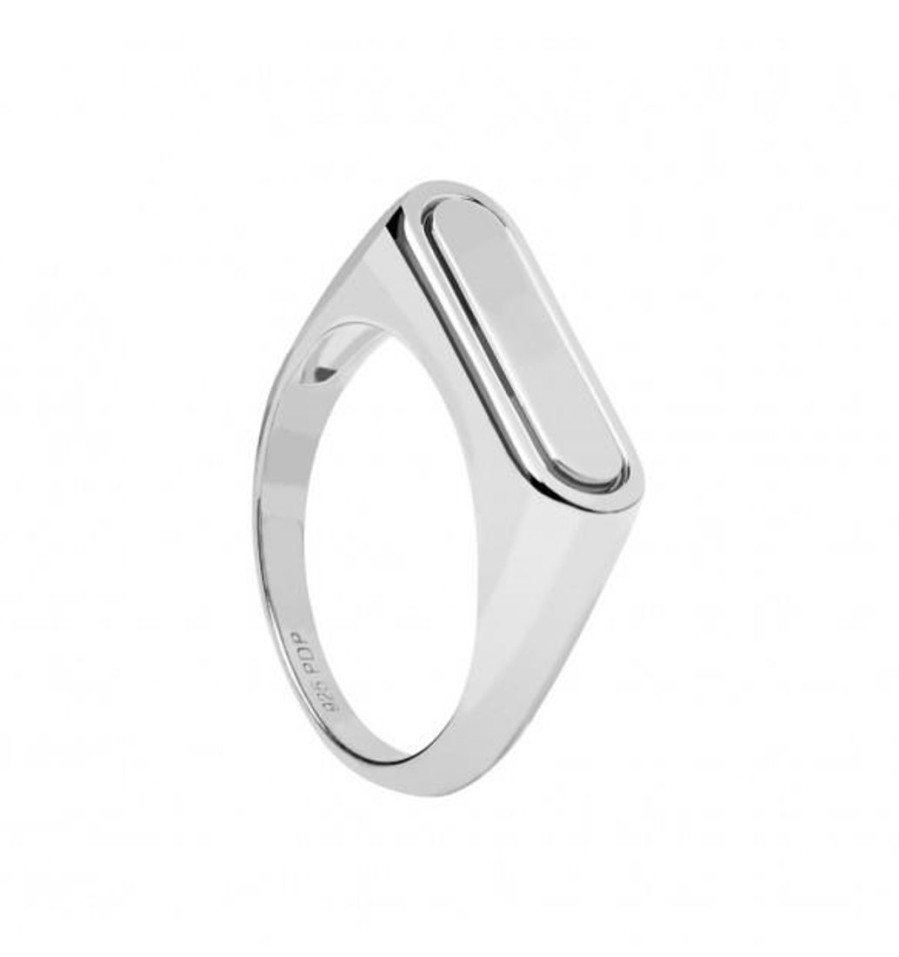 Gioielli PDPAOLA | Anello Essentials Ribbon In Argento Con Base Piatta Ovale