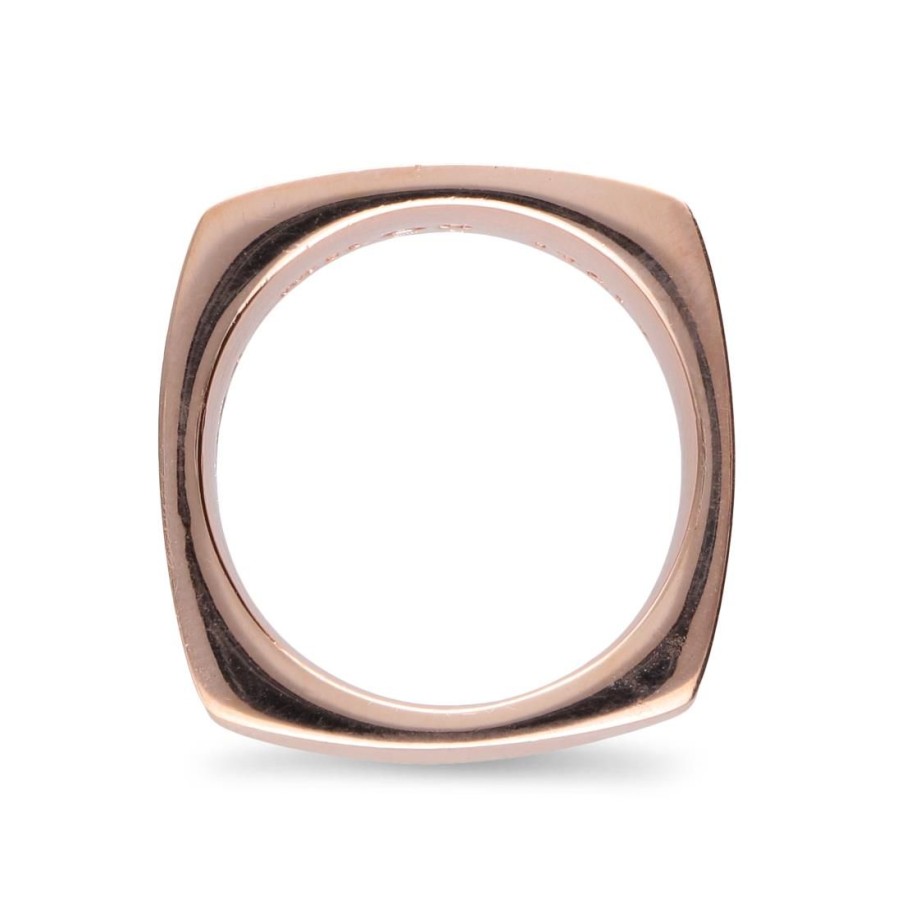 Gioielli BRONZALLURE | Anello Placcato Oro 18Kt Squadrato