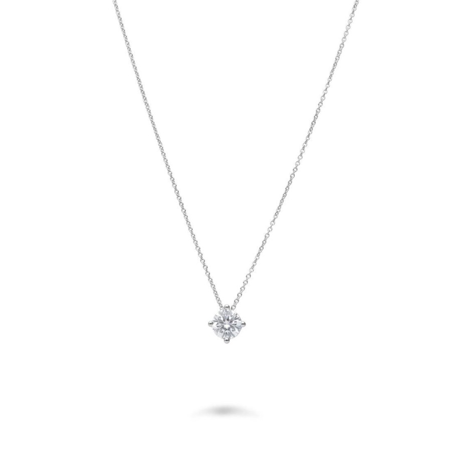 Classici Con Diamanti Naturali ORO&CO 925 | Collana Punto Luce In Argento Rodiato Con Zircone