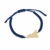 Gioielli MY SICILY | Bracciale In Nylon Color Blu Con Simbolo Della Sicilia In Argento Dorato