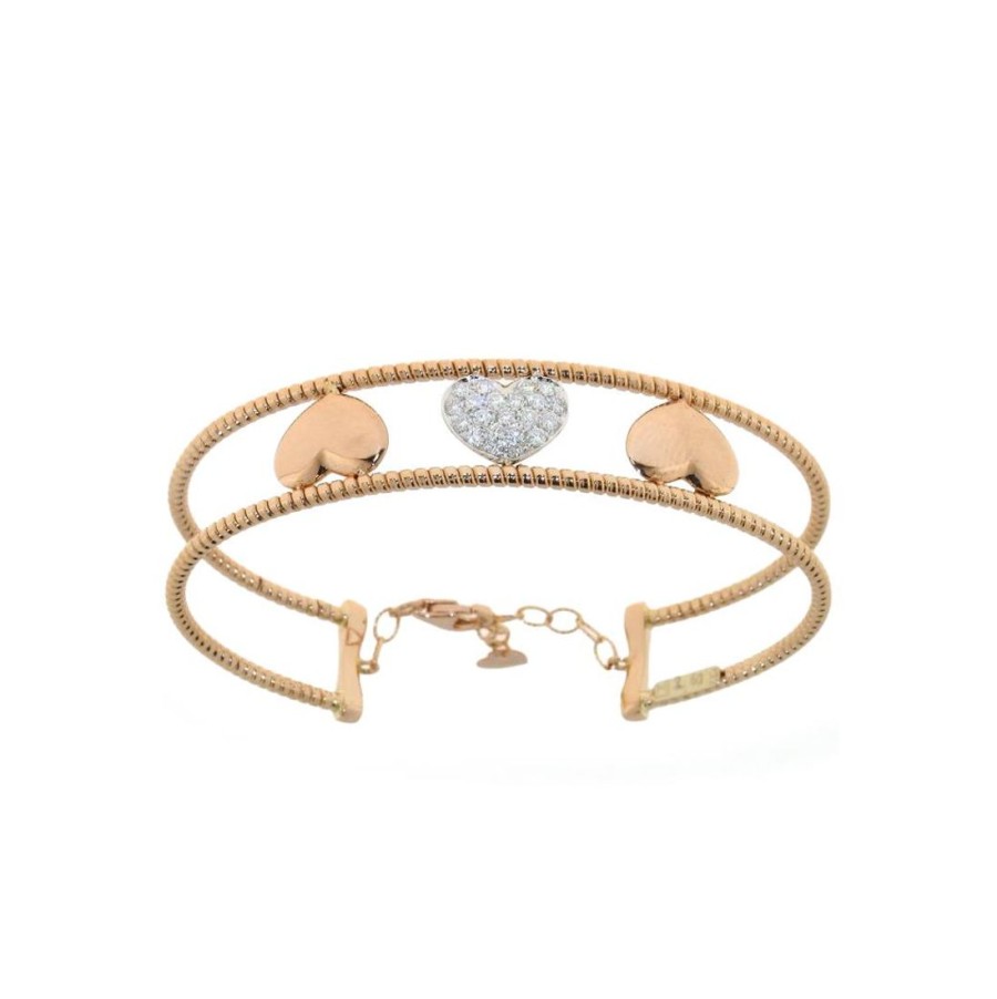 Gioielli GOLD ART | Bracciale In Oro Rosa E Oro Bianco Con Diamanti