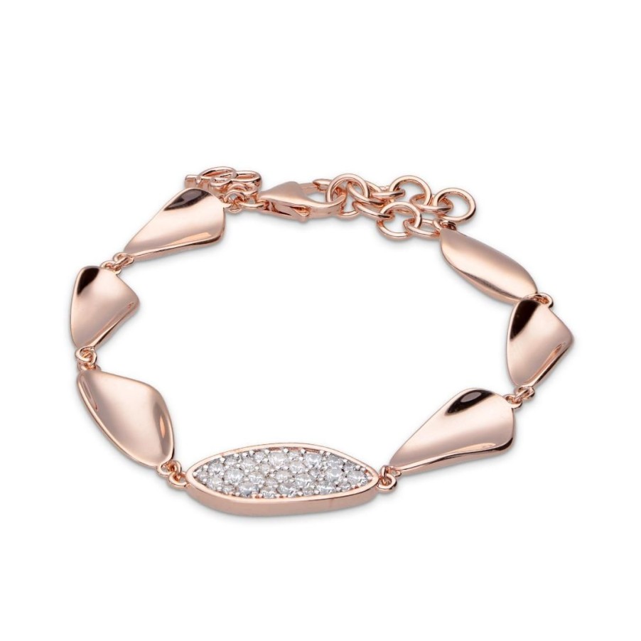 Gioielli BRONZALLURE | Bracciale Foglie Dettaglio Pave