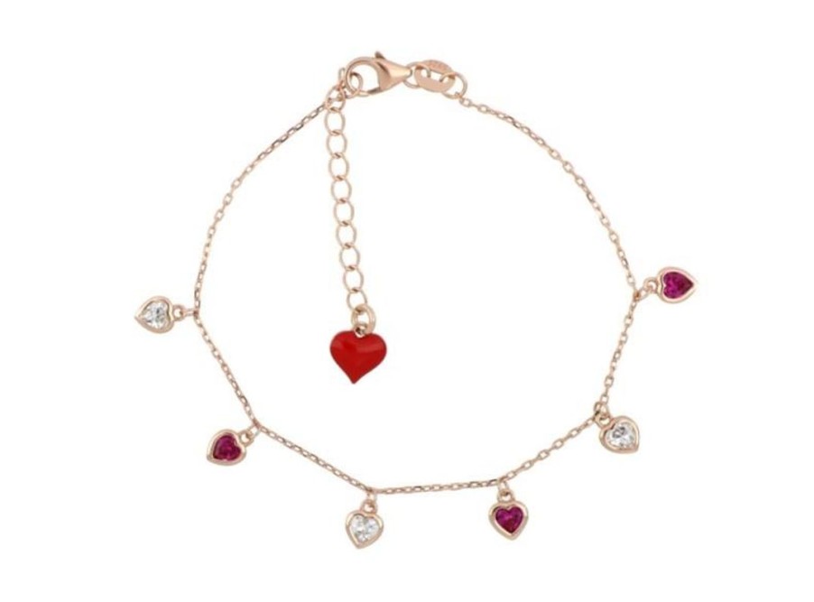 Gioielli CUORI MILANO | Bracciale In Argento Rosato Con Cuori