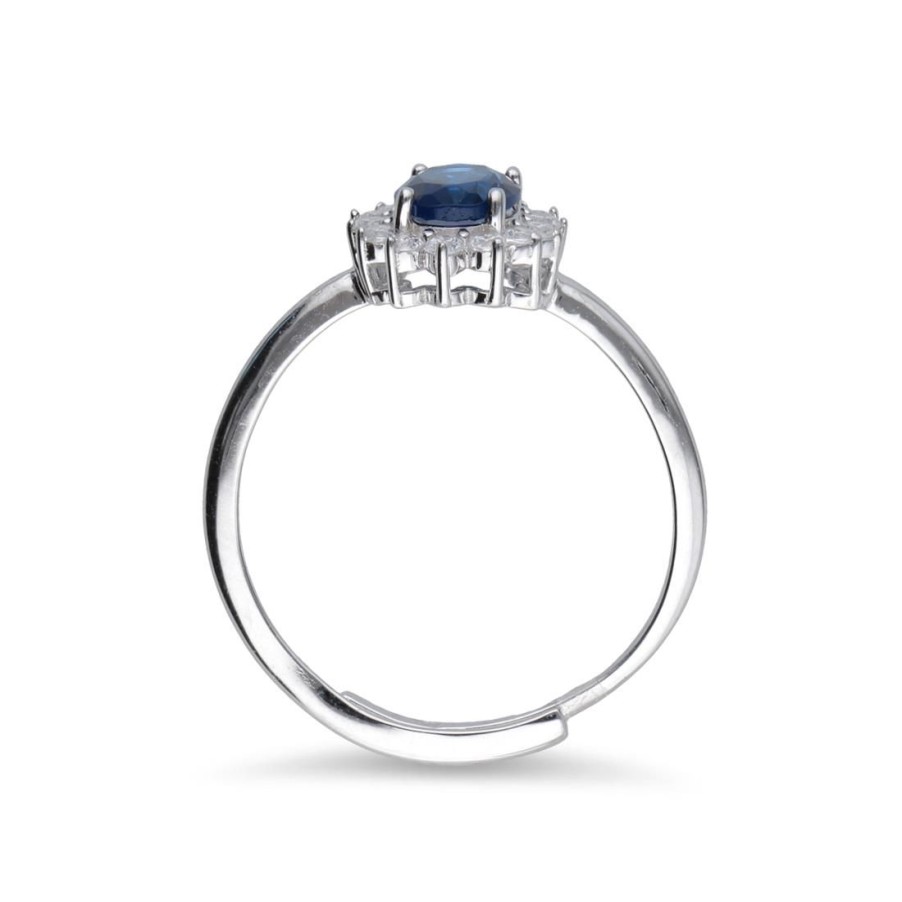 Gioielli ORO&CO 925 | Anello Donna In Argento Con Pietra Blu E Zirconi