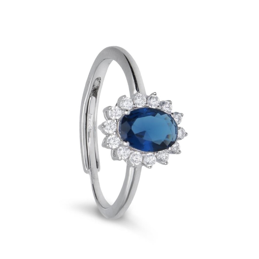 Gioielli ORO&CO 925 | Anello Donna In Argento Con Pietra Blu E Zirconi