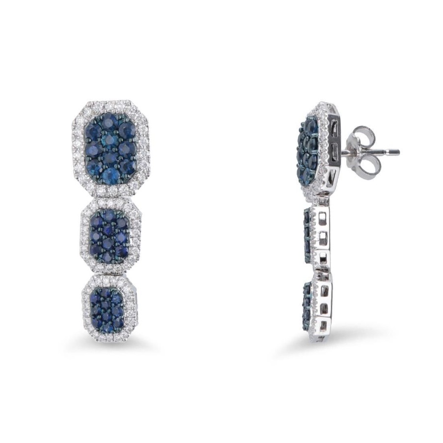 Gioielli ALFIERI & ST. JOHN | Orecchini Trilogy Allure Con Zaffiro Ct. 2.06 E Diamanti Ct. 0,66