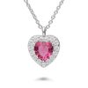 Gioielli ORO&CO 925 | Collana In Argento Con Pietra Fucsia A Cuore E Zirconi