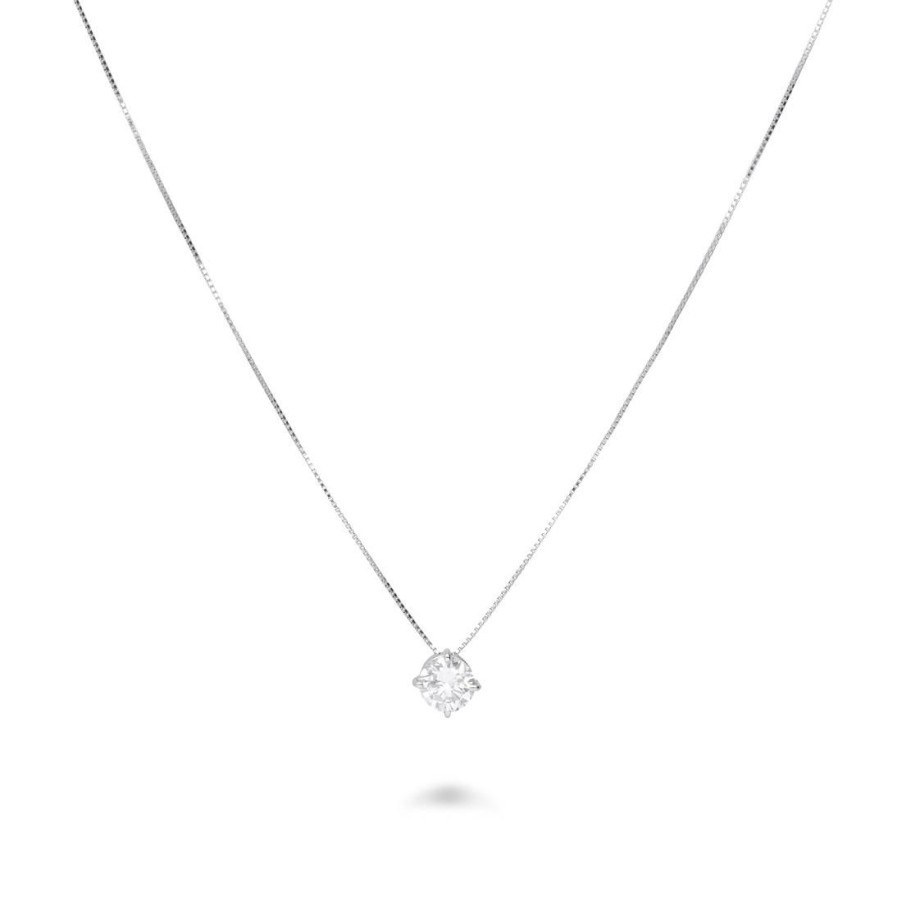 Classici Con Diamanti Naturali ALFIERI & ST. JOHN | Collana Punto Luce In Oro Bianco Con Diamanti Ct 0,81