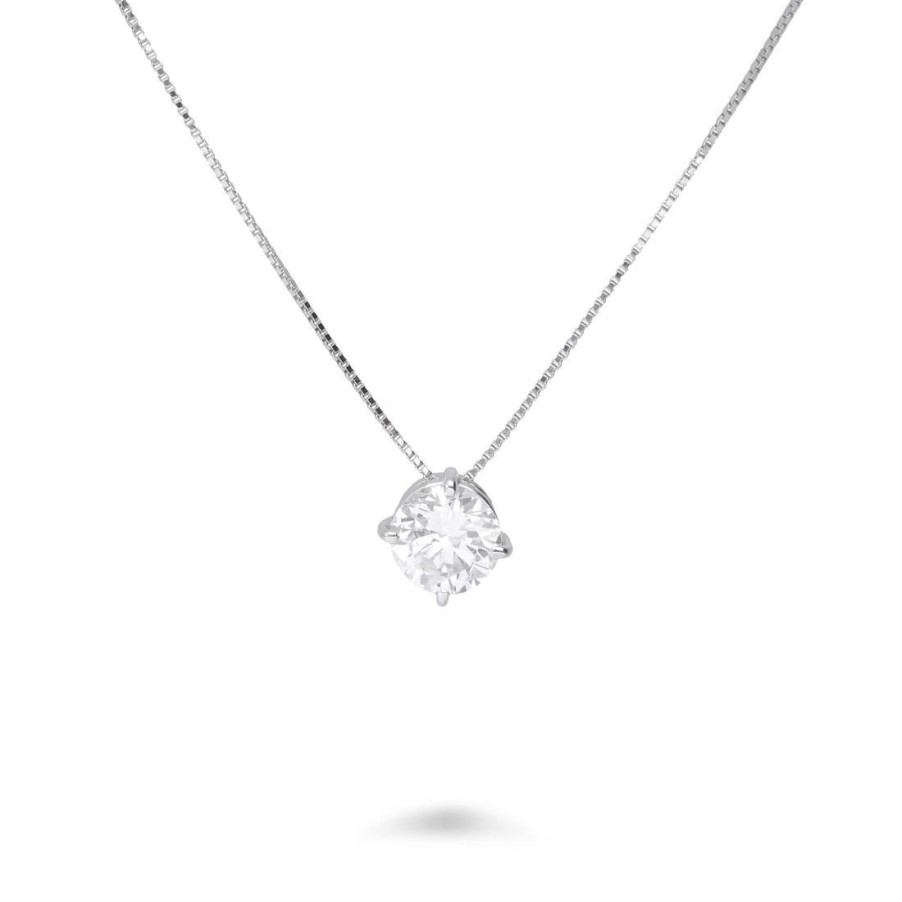 Classici Con Diamanti Naturali ALFIERI & ST. JOHN | Collana Punto Luce In Oro Bianco Con Diamanti Ct 0,81