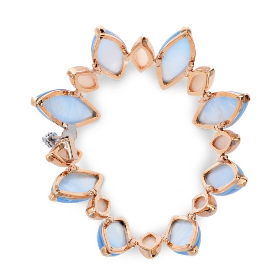 Gioielli STANOPPI | Bracciale In Oro Con Moonstone, Madreperla, Topazio Azzurro