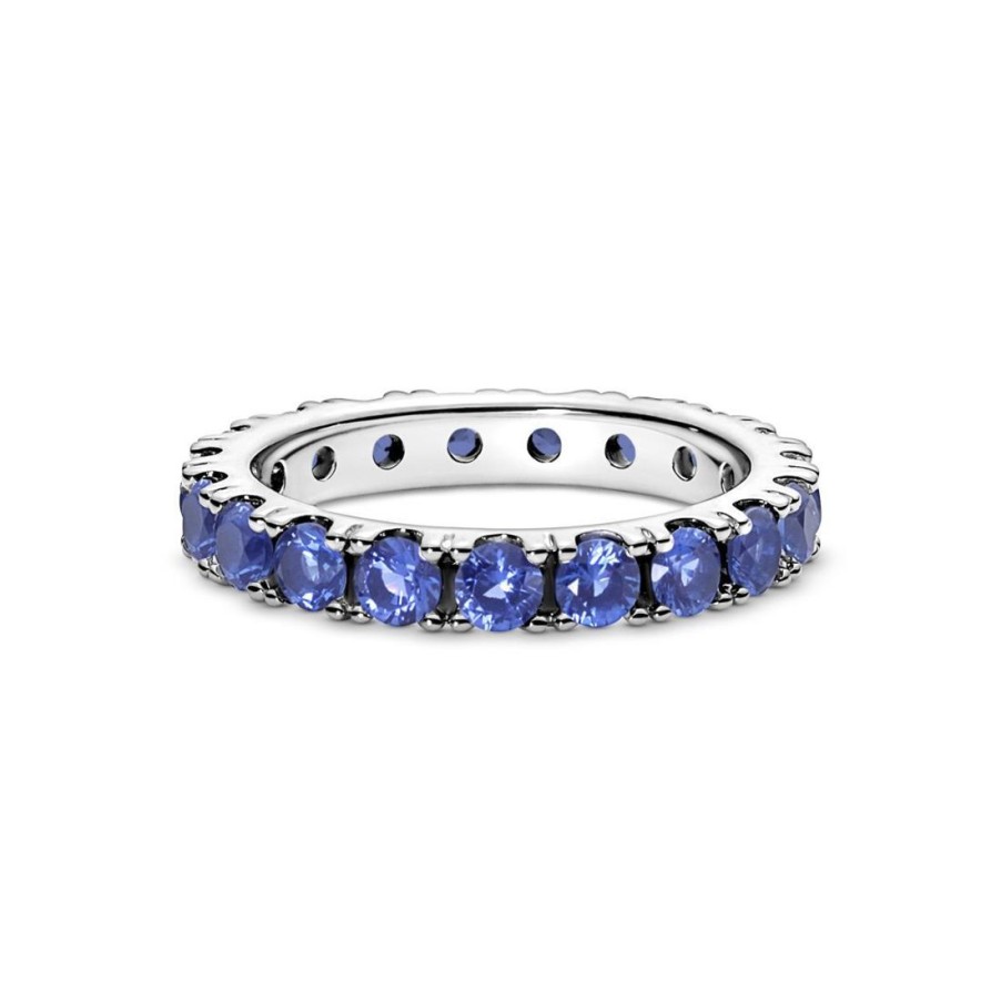 Classici Con Diamanti Naturali PANDORA | Anello Fascia Scintillante Blu