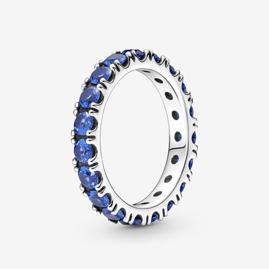 Classici Con Diamanti Naturali PANDORA | Anello Fascia Scintillante Blu