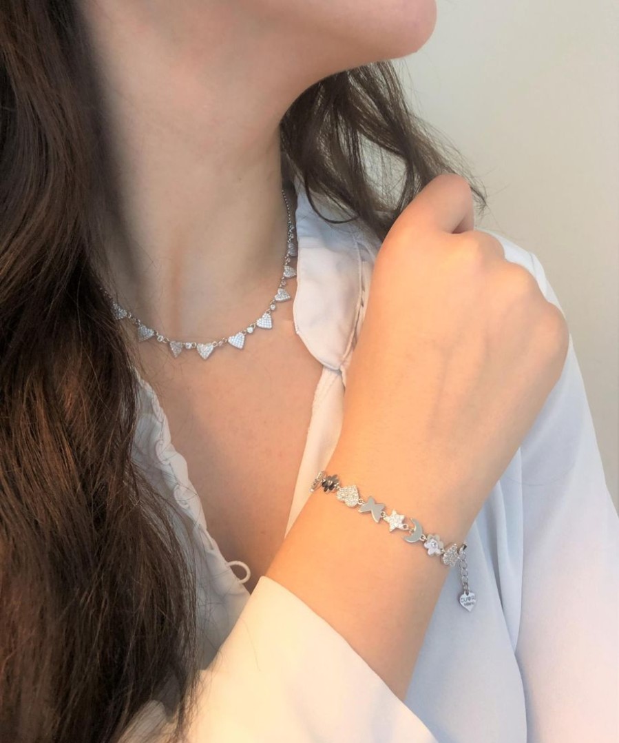 Gioielli CUORI MILANO | Bracciale Design In Argento Con Zirconi