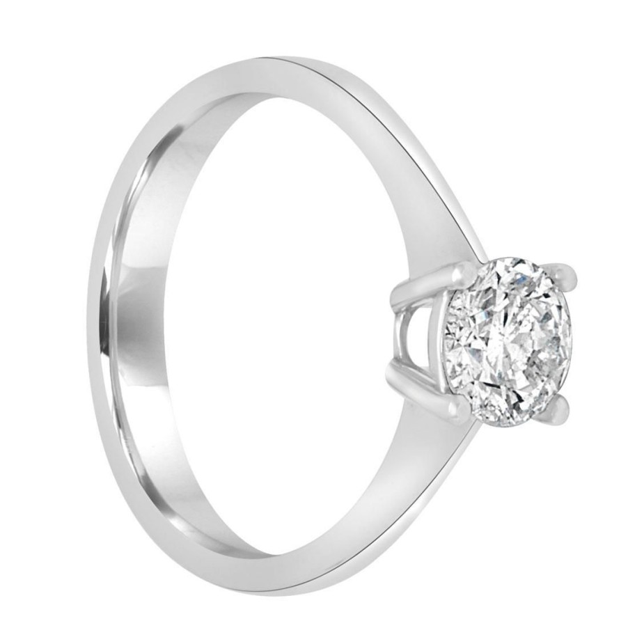 Classici Con Diamanti Naturali ALFIERI & ST. JOHN | Anello Solitario In Oro Bianco Con Diamante Ct. 0,93