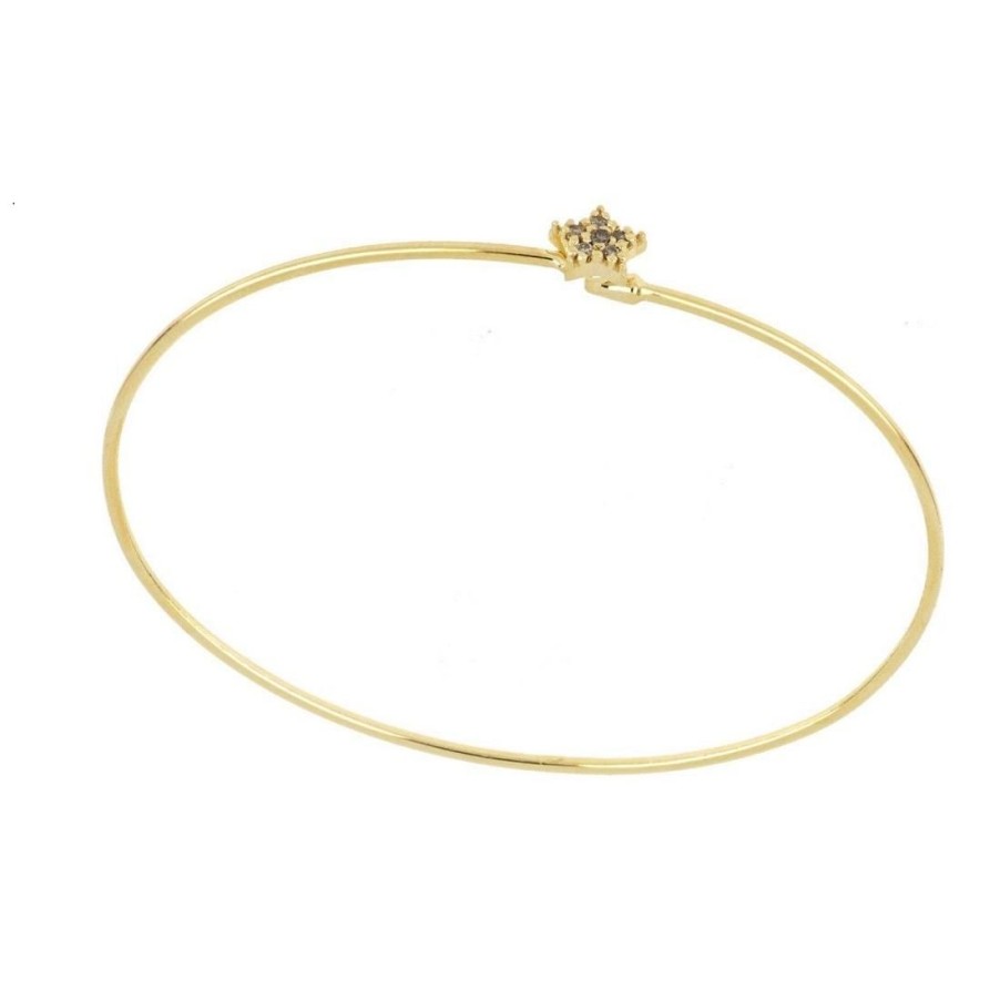 Gioielli GOLD ART | Bracciale Rigido Con Stella In Diamanti Brown