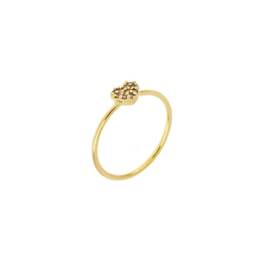 Gioielli GOLD ART | Anello In Oro Giallo Con Diamanti Marroni