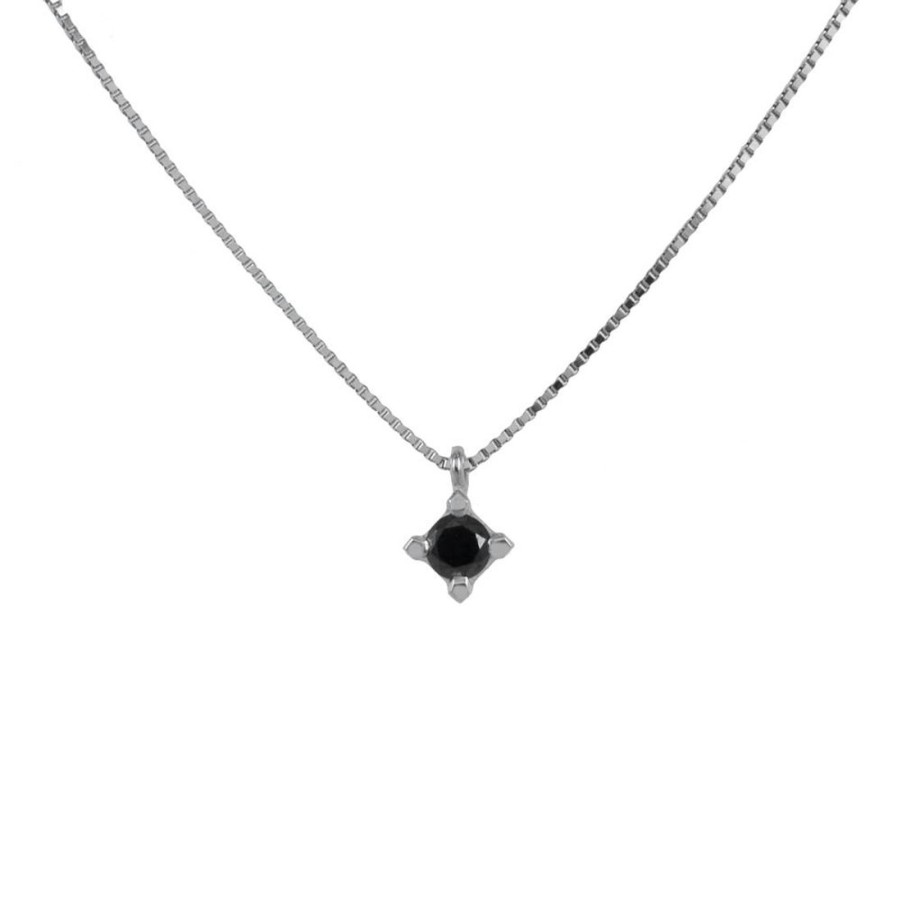 Classici Con Diamanti Naturali ALFIERI & ST. JOHN | Collana Punto Luce Con Diamante Nero Ct. 0,20