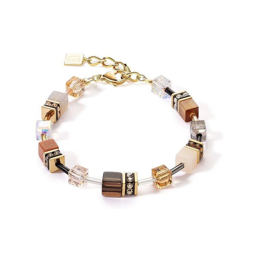 Gioielli COEUR DE LION | Bracciale Geo Cube Marrone