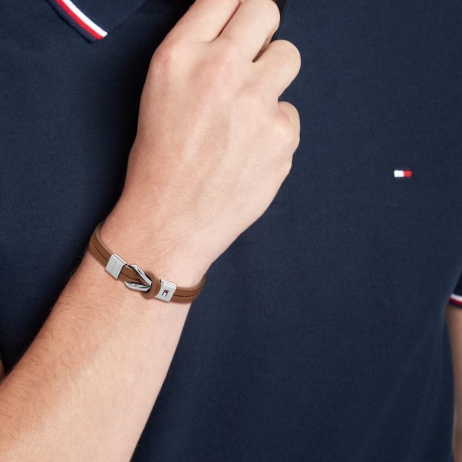 Gioielli TOMMY HILFIGER | Bracciale Uomo In Pelle Marrone