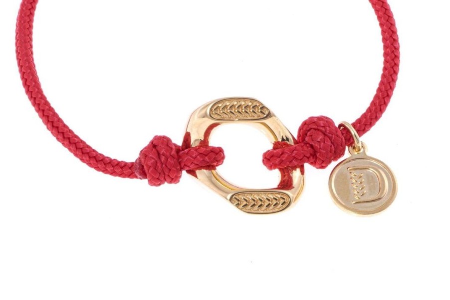 Gioielli DUEAERRE 1938 | Bracciale Tessuto Rosso Rock Charm In Argento