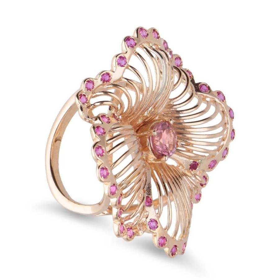 Gioielli STANOPPI | Anello In Oro Rosa Con Pietre Tormaline Rosa