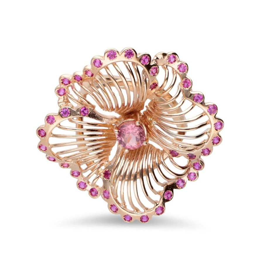 Gioielli STANOPPI | Anello In Oro Rosa Con Pietre Tormaline Rosa