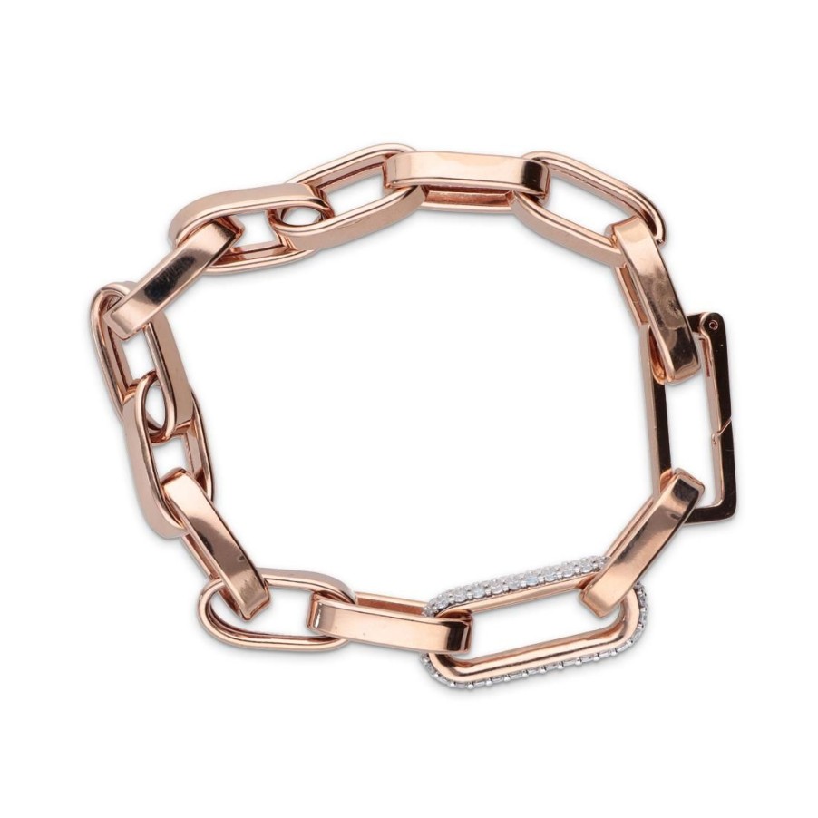 Gioielli BRONZALLURE | Bracciale Catena Paperclip Spessa Con Elemento Pave