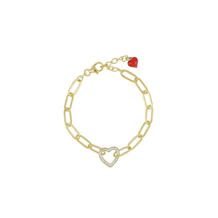 Gioielli CUORI MILANO | Bracciale A Catenain Argento E Zirconi Bianchi Hip Love Misura 19Cm