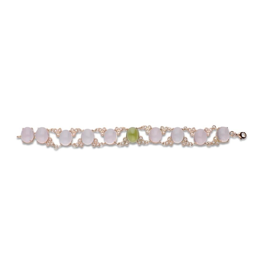 Gioielli STANOPPI | Bracciale In Oro Rosacon Quarzo Rosa, Peridoto E Diamanti