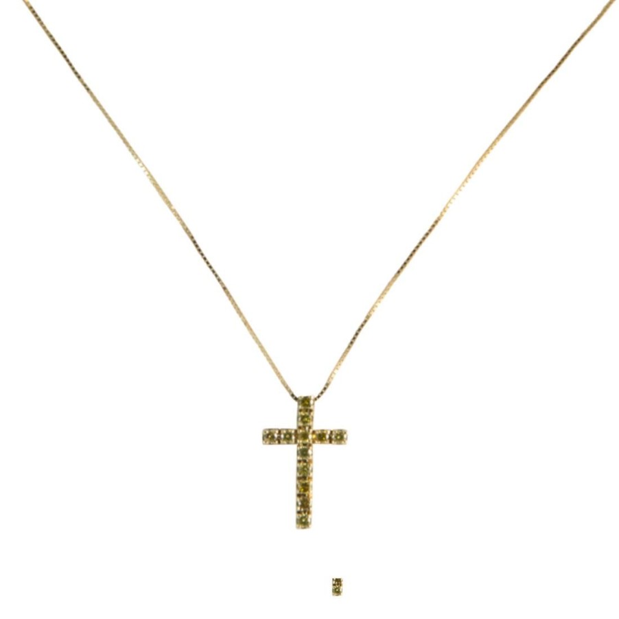 Gioielli ALFIERI & ST. JOHN | Collana Con Croce In Diamanti Gialli Ct. 0,20