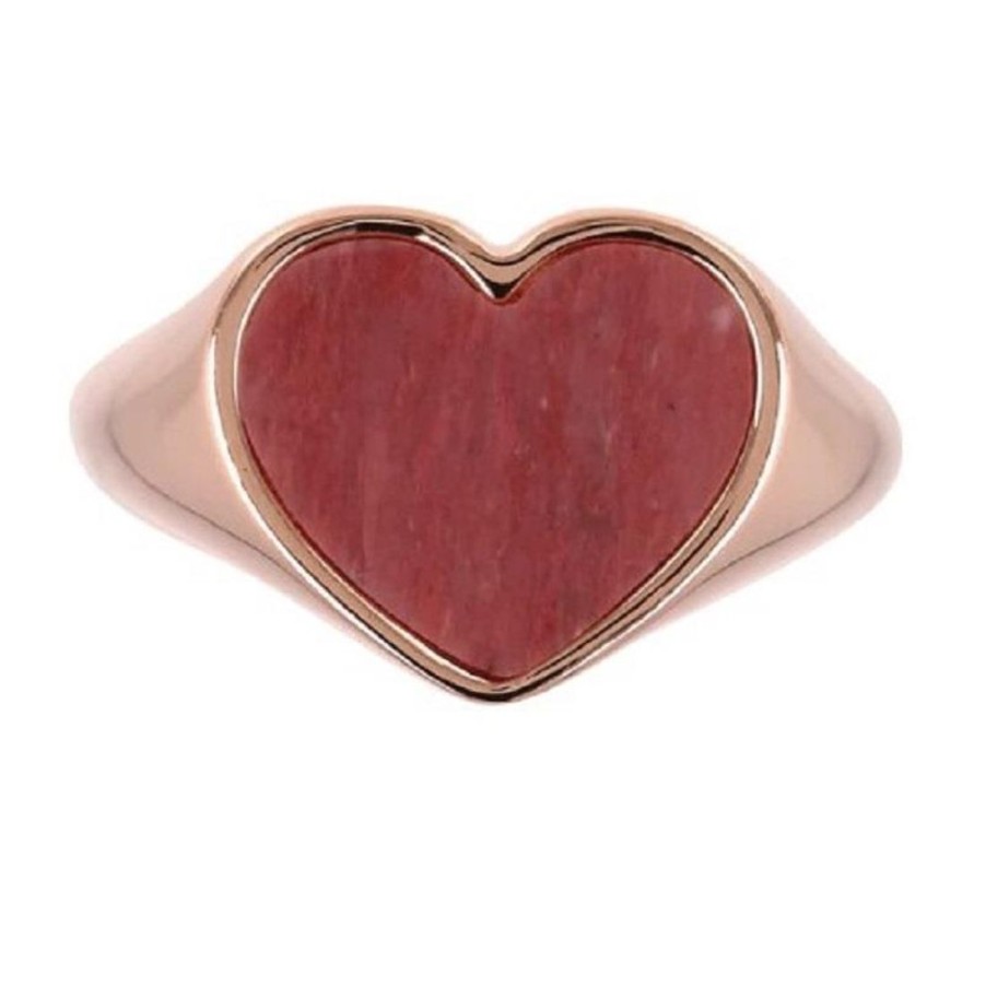 Gioielli BRONZALLURE | Anello Chevalier Con Cuore In Pietra Naturale