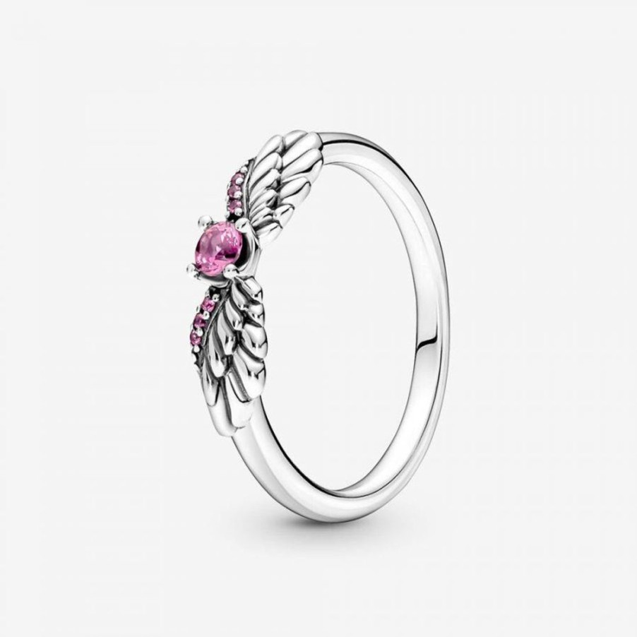 Gioielli PANDORA | Anello Ali D'Angelo In Argento Con Pietra Rosa