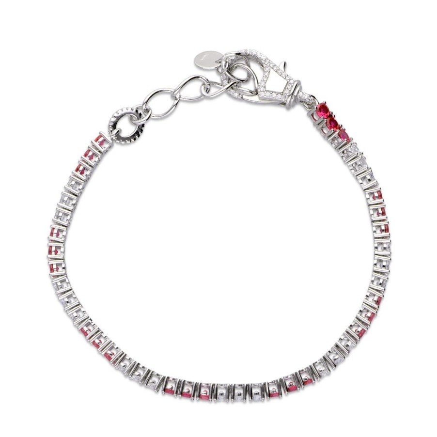 Gioielli ORO&CO 925 | Bracciale Tennis Con Zirconi Bianchi E Rossi