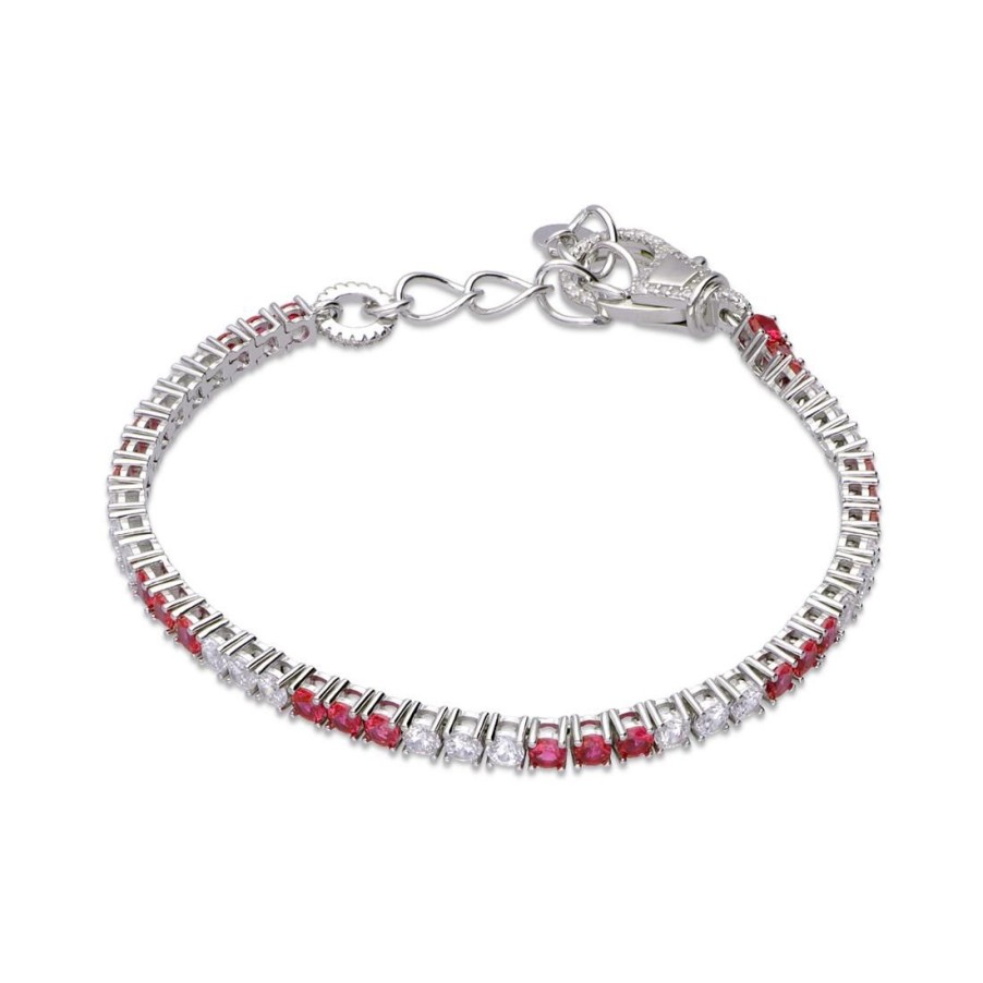 Gioielli ORO&CO 925 | Bracciale Tennis Con Zirconi Bianchi E Rossi